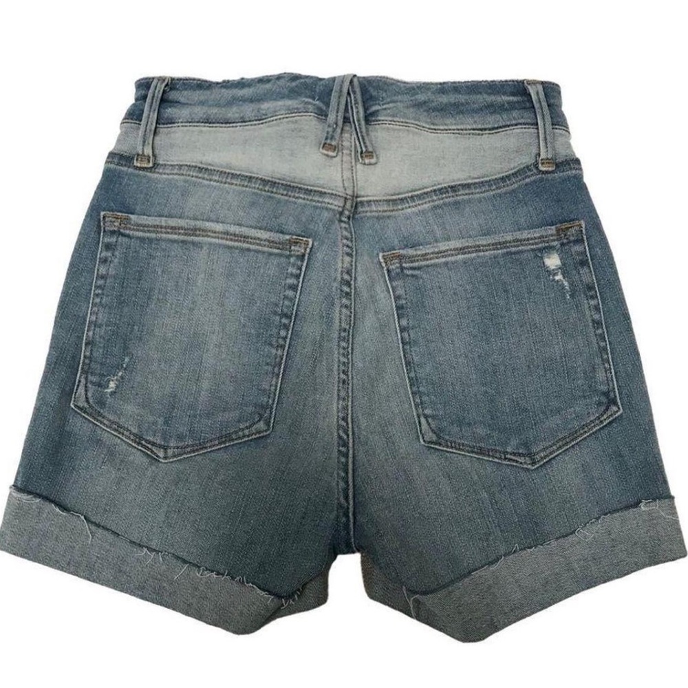 Good American Denim Shorts Jean Shorts The Cutoff Stretch Pieced Denim